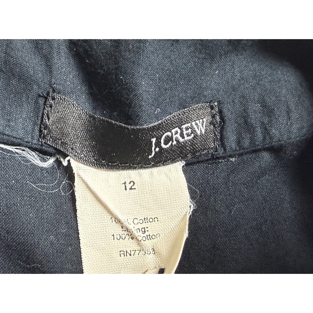 J. Crew Black midi dress size 12 embroidered cotton fit flare lined Sleeveless - Picture 8 of 11